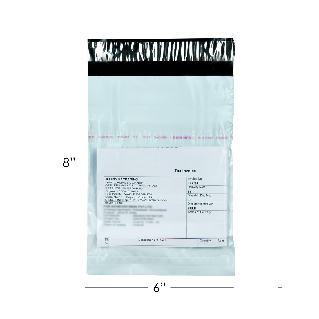 6×8 inch Plain Temper Proof Courier Bag With Document Pouch – Pack of 100